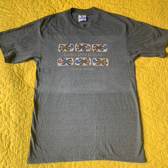 Vintage Cabo San Lucas Rainbow Gecko Graphic Tee Tourist Lizard - Picture 7 of 12